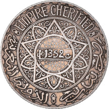 Coin, Morocco, Mohammed V, 5 Francs, AH 1352/1933, Paris, EF(40-45), Silver