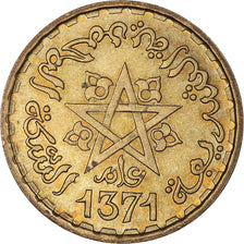 Coin, Morocco, Mohammed V, 10 Francs, 1371, Paris, AU(55-58), Aluminum-Bronze