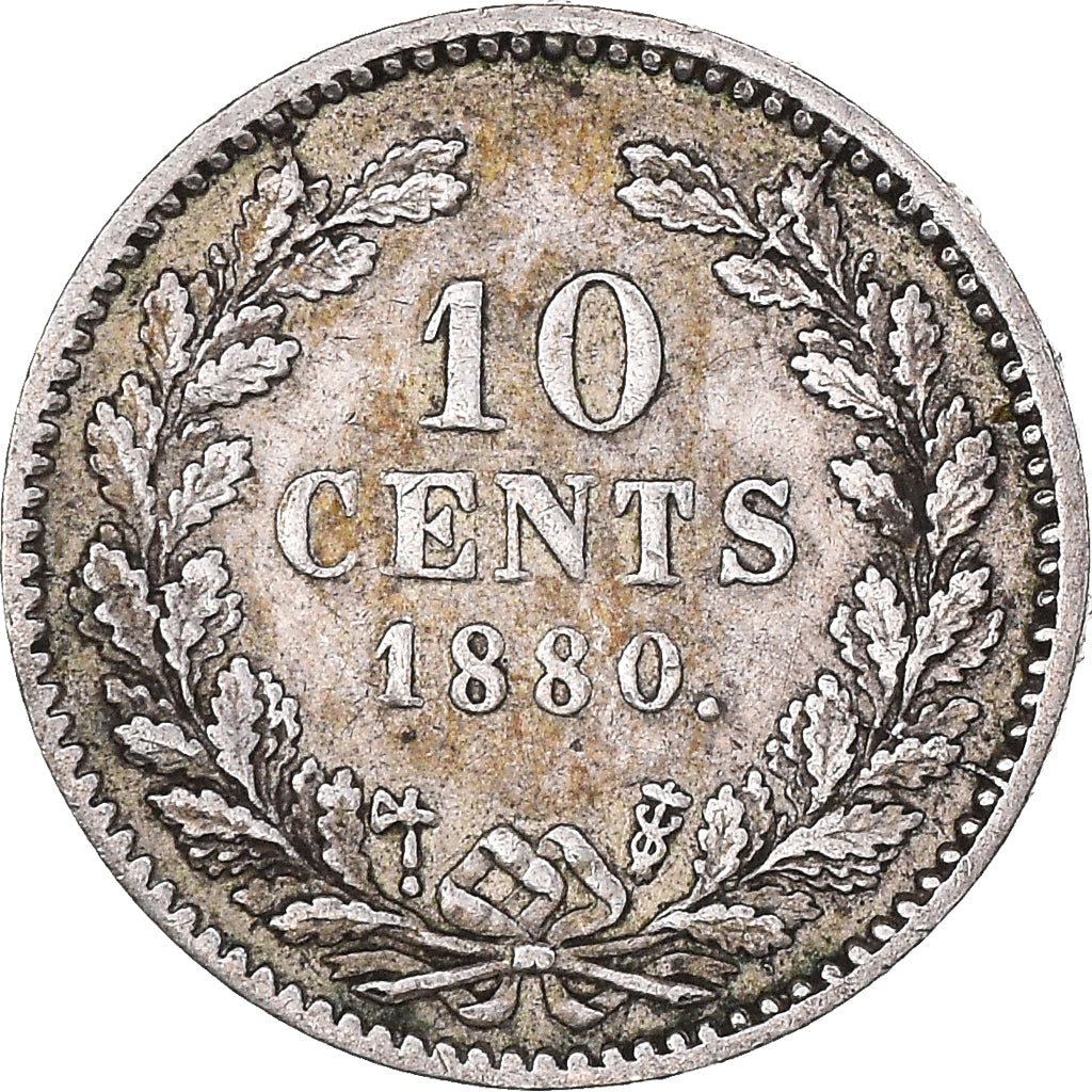 Coin, Netherlands, William III, 10 Cents, 1880, EF(40-45), Silver, KM:80
