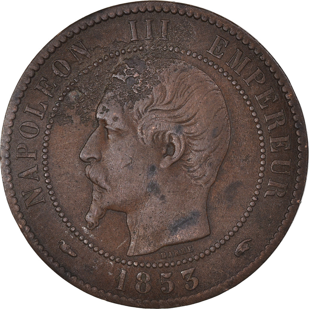 Munten, Frankrijk, Napoléon III, 10 Centimes, 1853, Paris, FR+, Bronzen