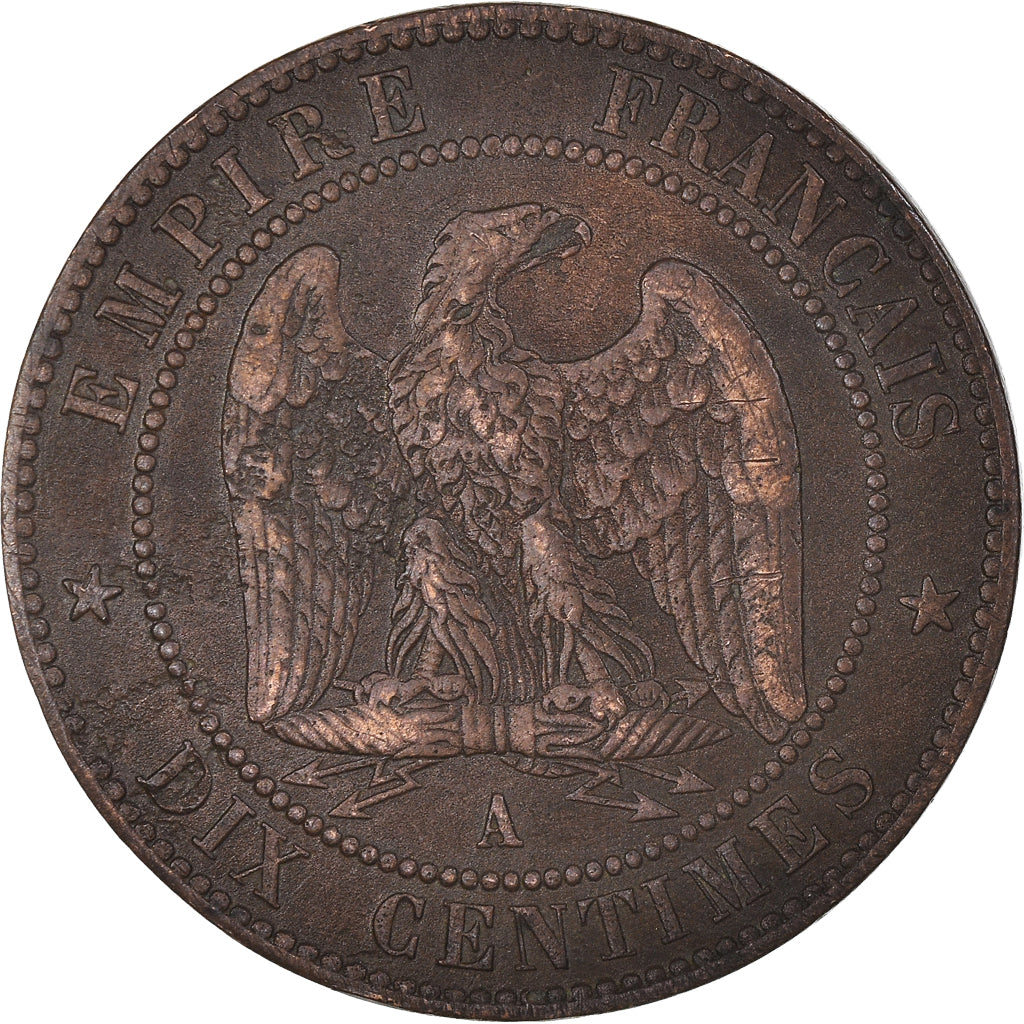 Munten, Frankrijk, Napoléon III, 10 Centimes, 1853, Paris, FR+, Bronzen
