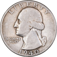 Coin, United States, Washington, Quarter, 1940, Philadelphia, VF(30-35), Silver