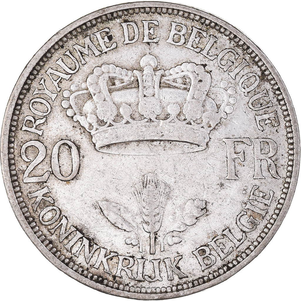 Moneta, Belgio, Leopold III, 20 Francs, 20 Frank, 1934, BB, Argento, KM:105