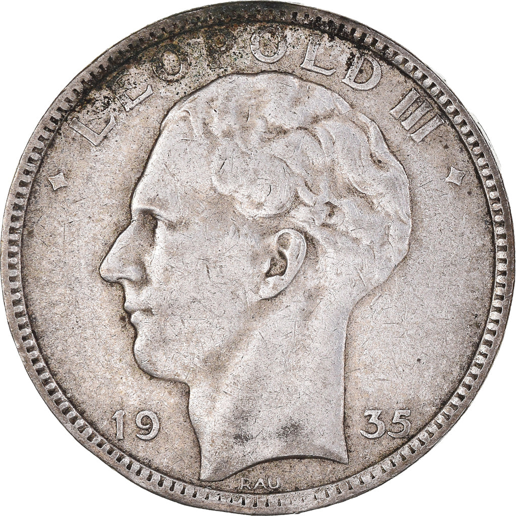 Coin, Belgium, Leopold III, 20 Francs, 20 Frank, 1935, EF(40-45), Silver, KM:105