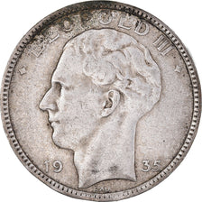 Coin, Belgium, Leopold III, 20 Francs, 20 Frank, 1935, EF(40-45), Silver, KM:105