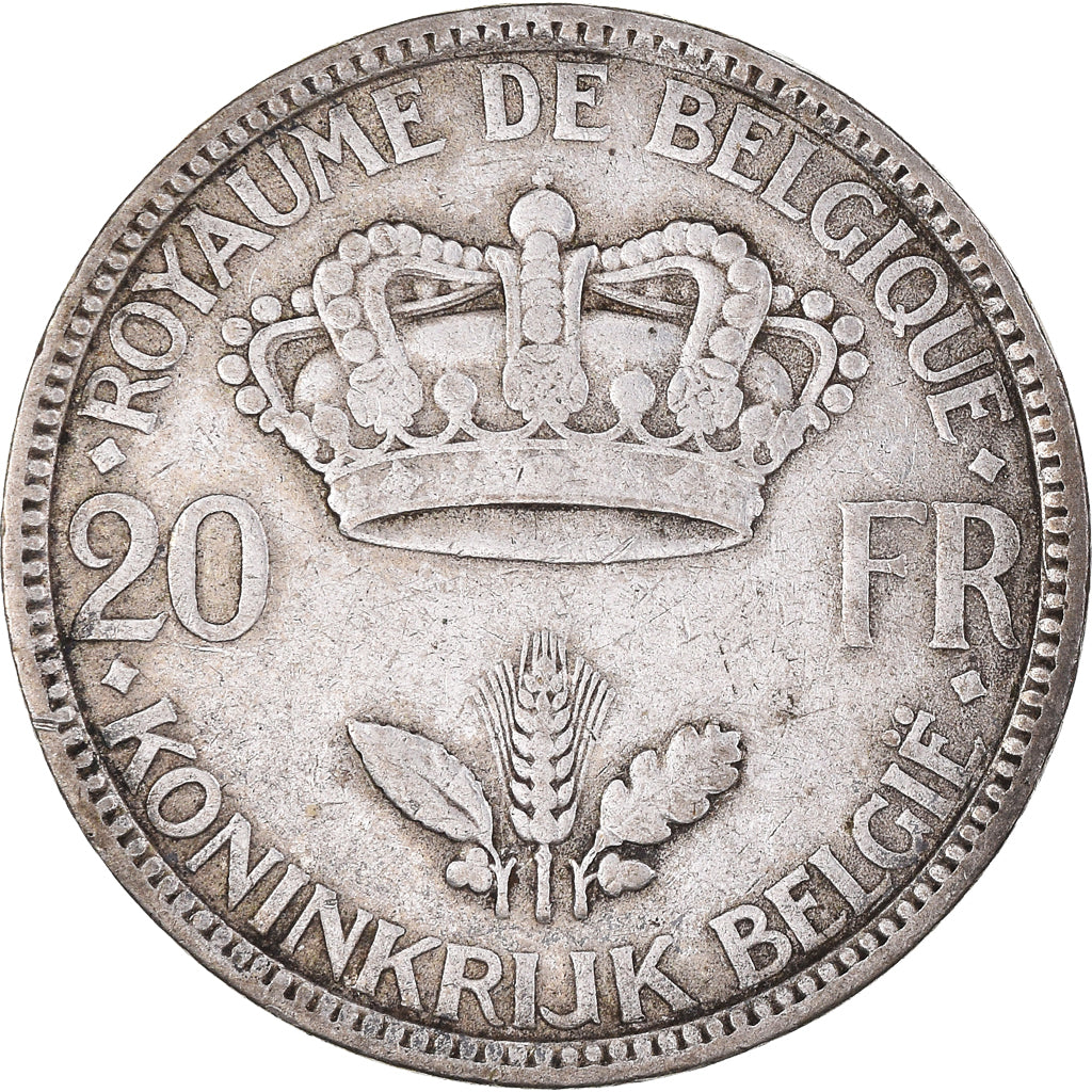 Coin, Belgium, Leopold III, 20 Francs, 20 Frank, 1935, EF(40-45), Silver, KM:105