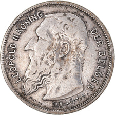 Coin, Belgium, Leopold II, 2 Francs, 2 Frank, 1909, EF(40-45), Silver, KM:59