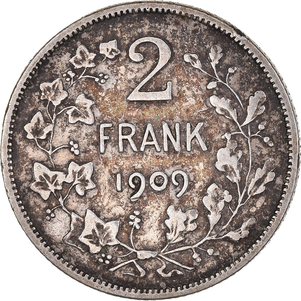 Coin, Belgium, Leopold II, 2 Francs, 2 Frank, 1909, EF(40-45), Silver, KM:59
