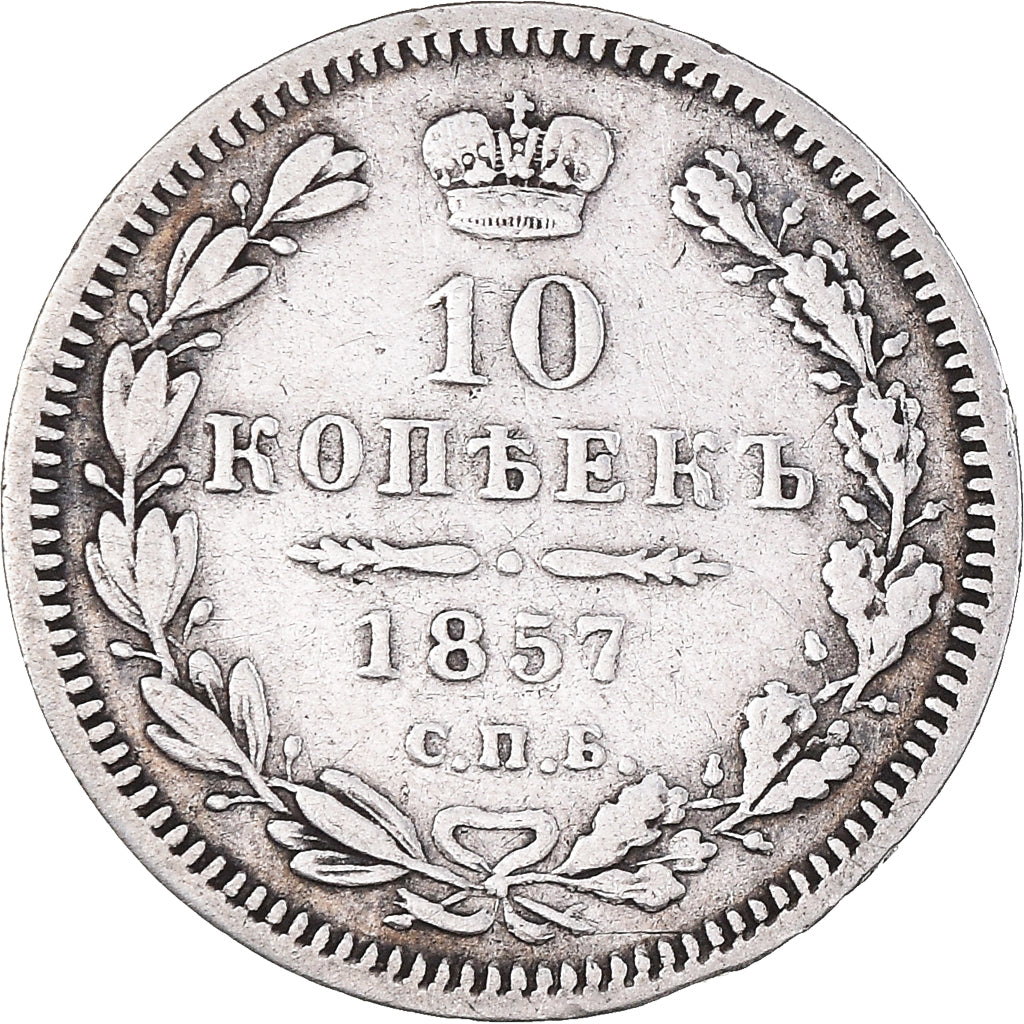 Munten, Rusland, Nicholas I, 10 Kopeks, Grivennik, 1857, Saint-Petersburg, ZF