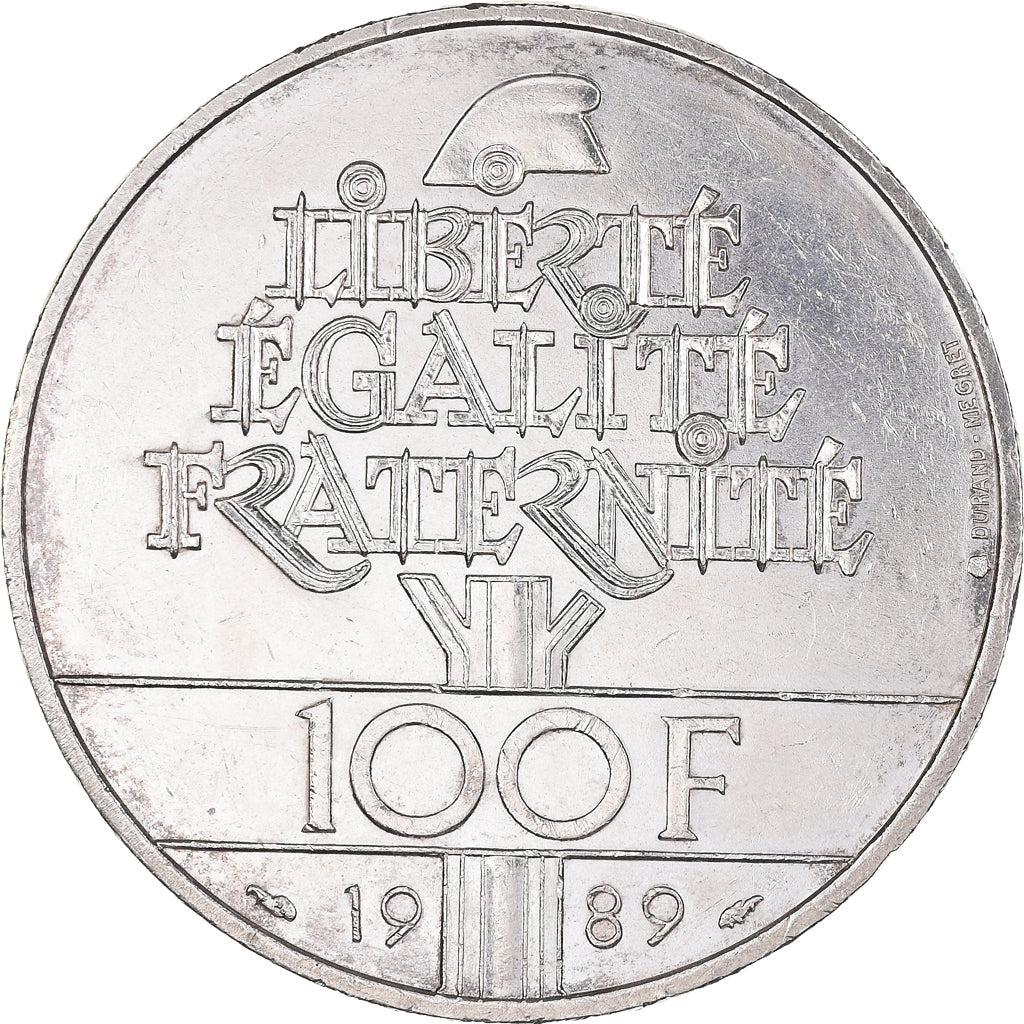Münze, Frankreich, Droits de l'Homme, 100 Francs, 1989, VZ, Silber, KM:970