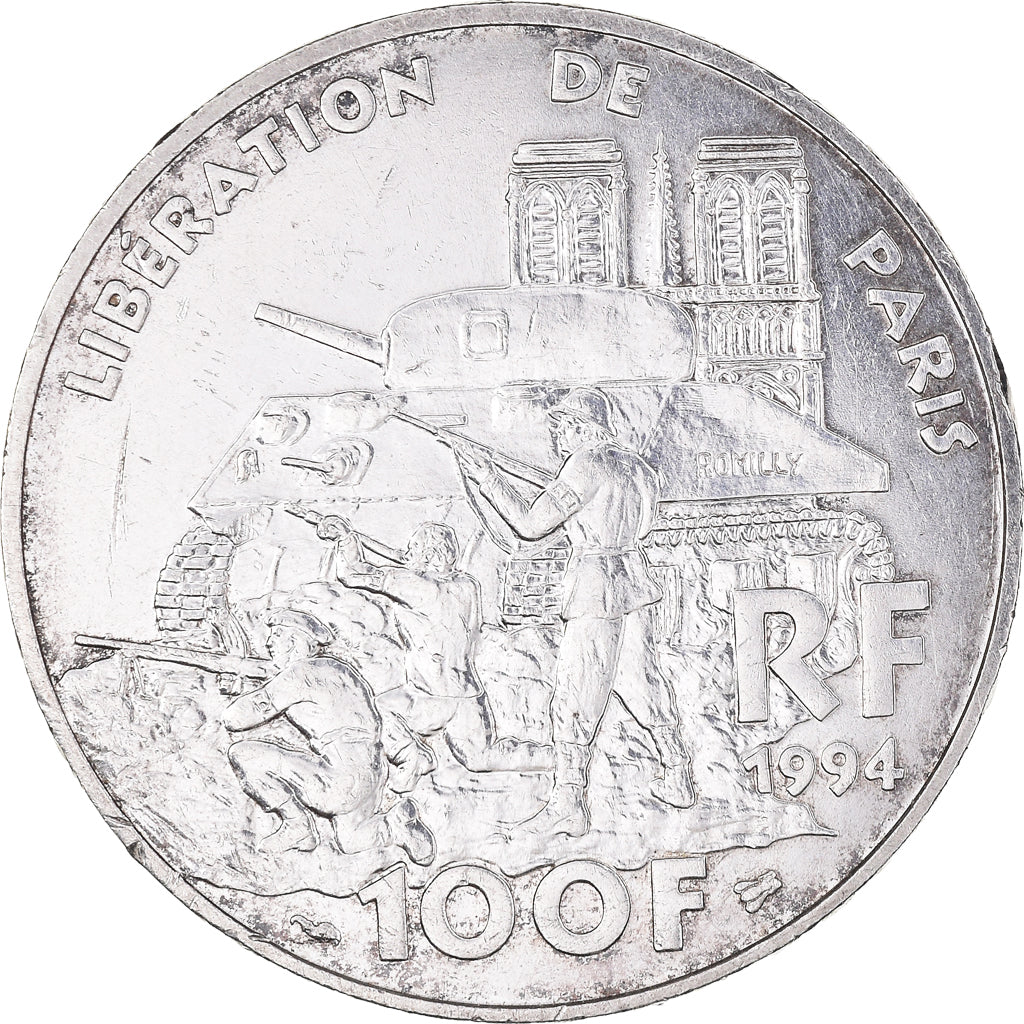 Moneta, Francia, Libération de Paris, 100 Francs, 1994, BB+, Argento