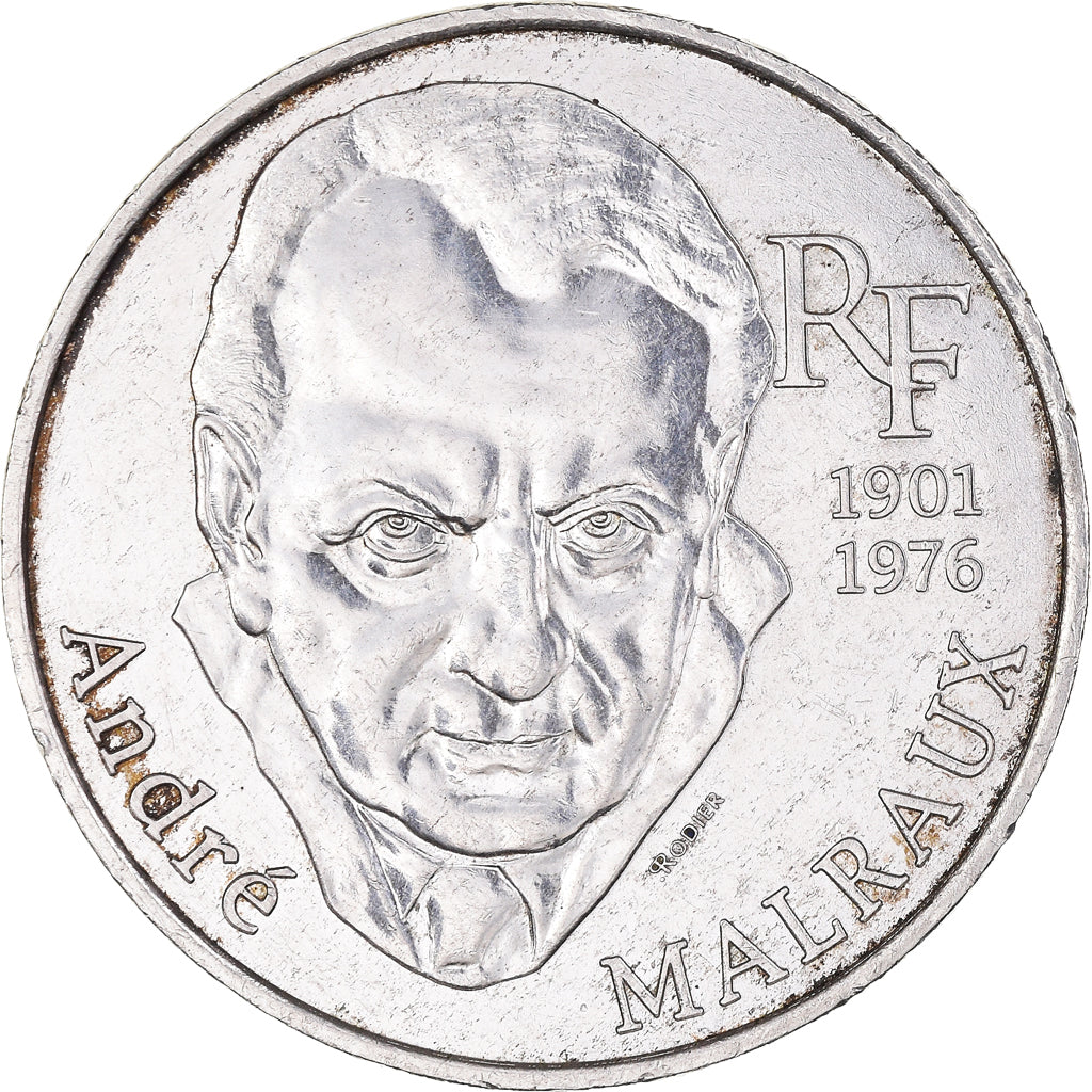Moeda, França, André Malraux, 100 Francs, 1997, AU(55-58), Prata, KM:1188