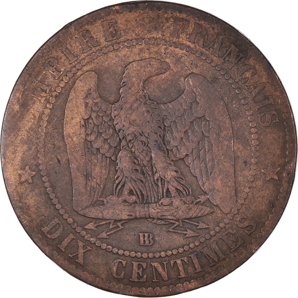 Munten, Frankrijk, Napoleon III, 10 Centimes, 1861, Strasbourg, ZG+, Bronzen