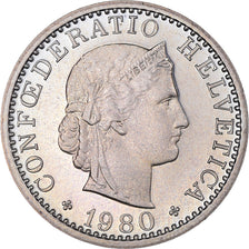 Coin, Switzerland, 20 Rappen, 1980, Bern, Proof, MS(63), Copper-nickel, KM:29a