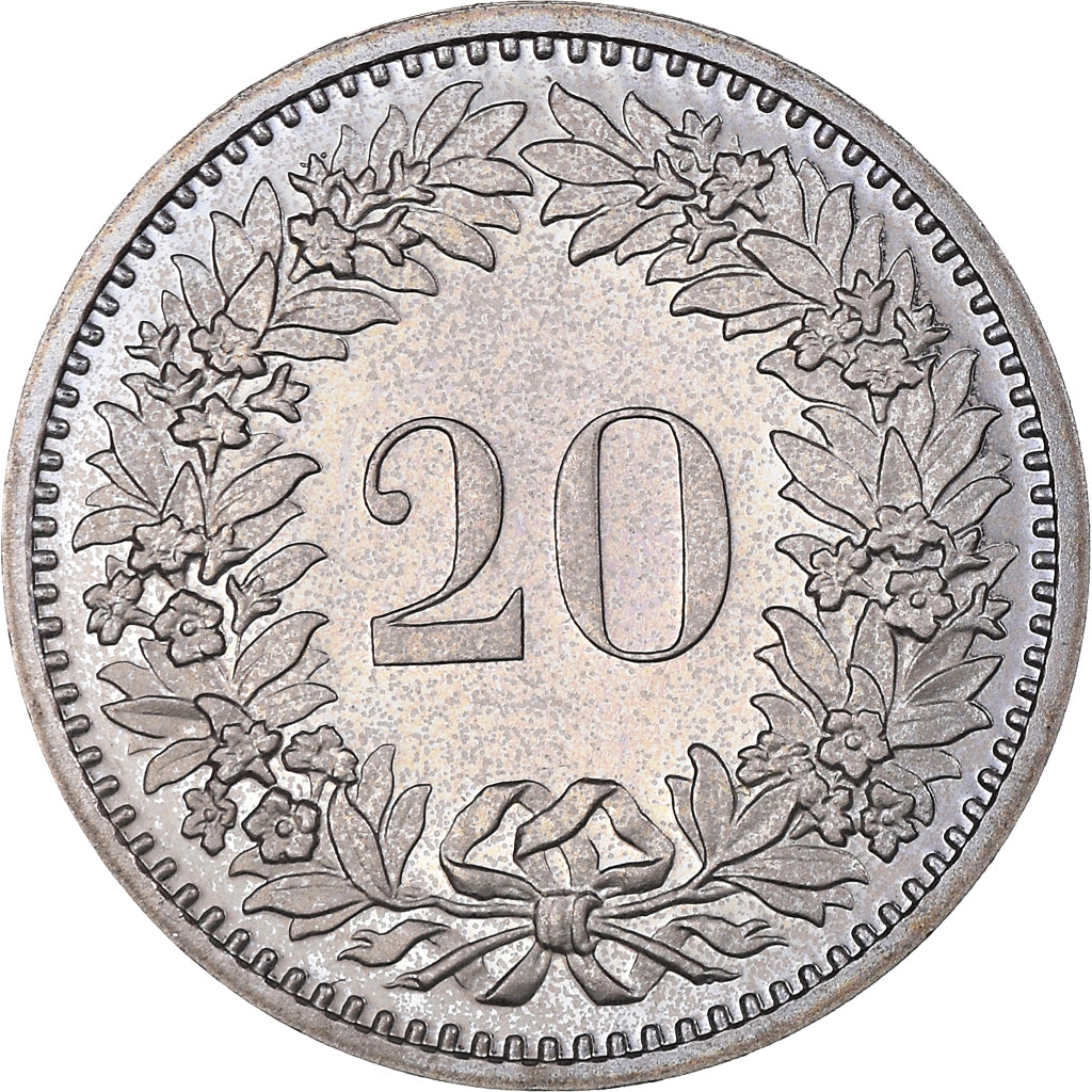 Coin, Switzerland, 20 Rappen, 1980, Bern, Proof, MS(63), Copper-nickel, KM:29a