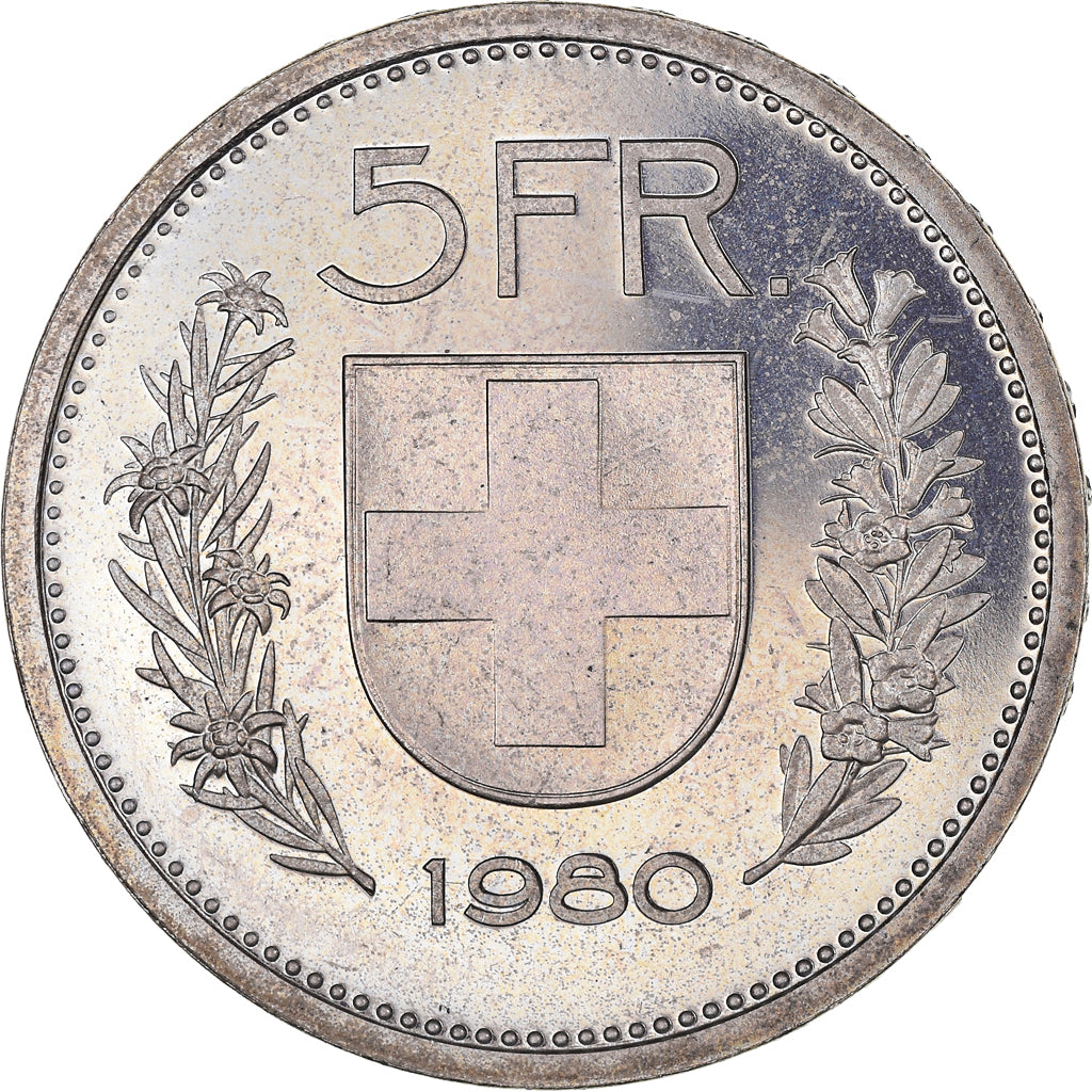 Moneda, Suiza, 5 Francs, 1980, Bern, Proof, SC, Cobre - níquel, KM:40a.1