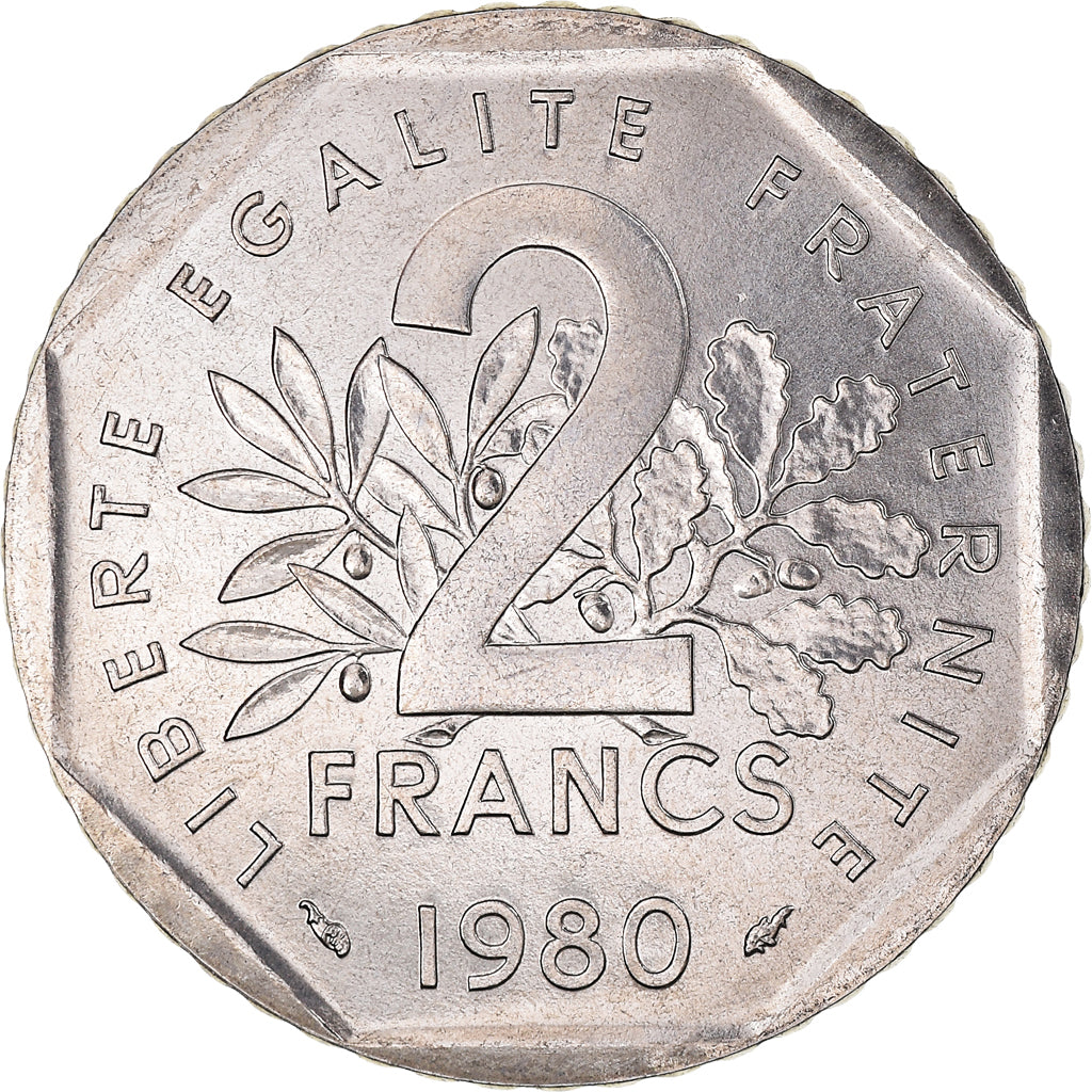 Moneta, Francia, Semeuse, 2 Francs, 1980, Paris, FDC, Nichel, KM:942.1