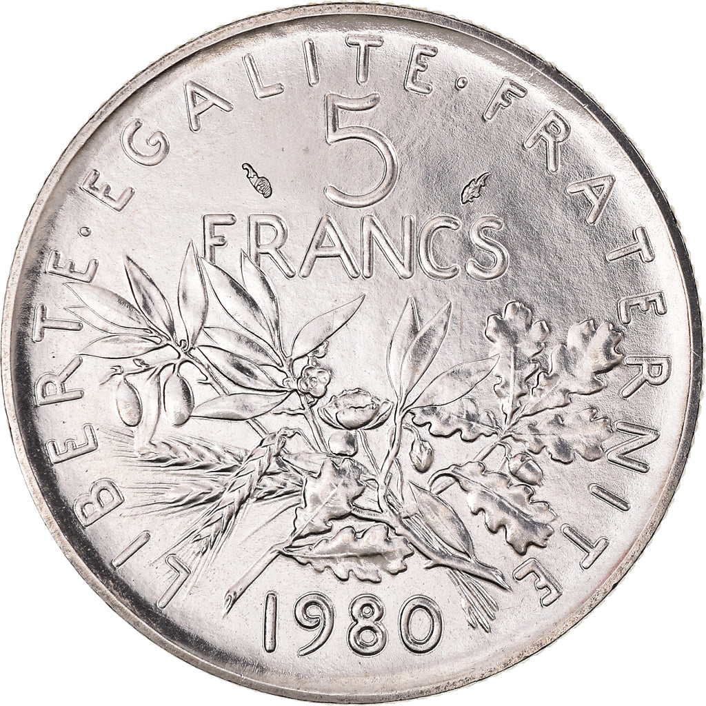 Coin, France, Semeuse, 5 Francs, 1980, Paris, MS(65-70), Nickel Clad