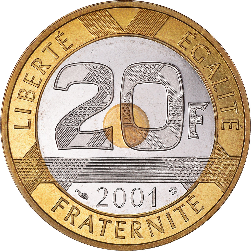 Moeda, França, Mont Saint Michel, 20 Francs, 2001, Paris, Proof, MS(65-70)