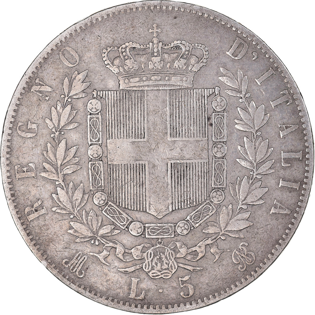 Münze, Italien, Vittorio Emanuele II, 5 Lire, 1873, Milan, SS, Silber, KM:8.3
