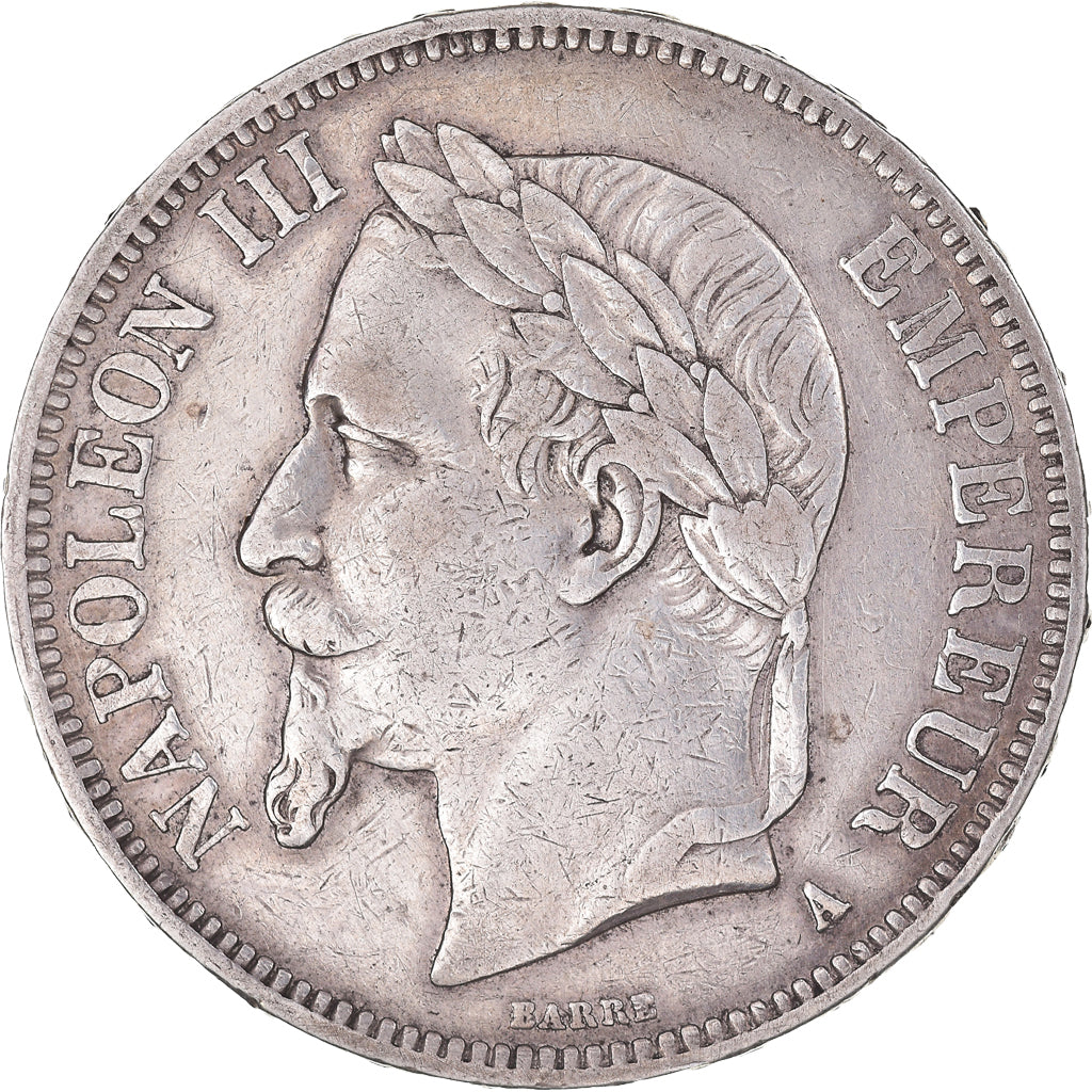 Moeda, França, Napoleon III, 5 Francs, 1868, Paris, EF(40-45), Prata, KM:799.1