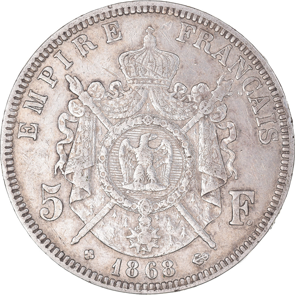 Coin, France, Napoleon III, 5 Francs, 1868, Strasbourg, EF(40-45), Silver
