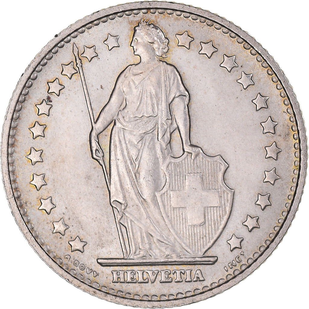 Moneta, Szwajcaria, Franc, 1968, Bern, AU(55-58), Miedź-Nikiel, KM:24a.1