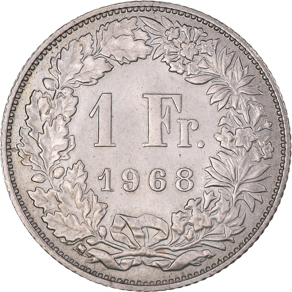 Moneta, Szwajcaria, Franc, 1968, Bern, AU(55-58), Miedź-Nikiel, KM:24a.1