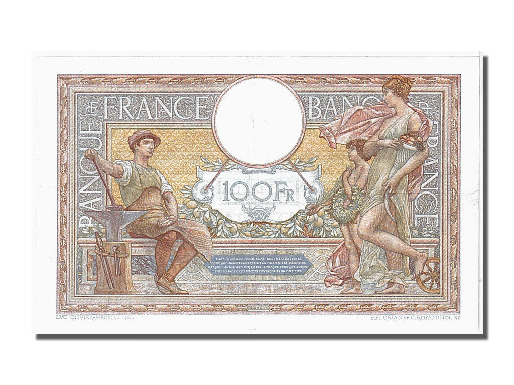 France, 100 Francs, 100 F 1908-1939 ''Luc Olivier Merson'', 1938, KM #86b,...