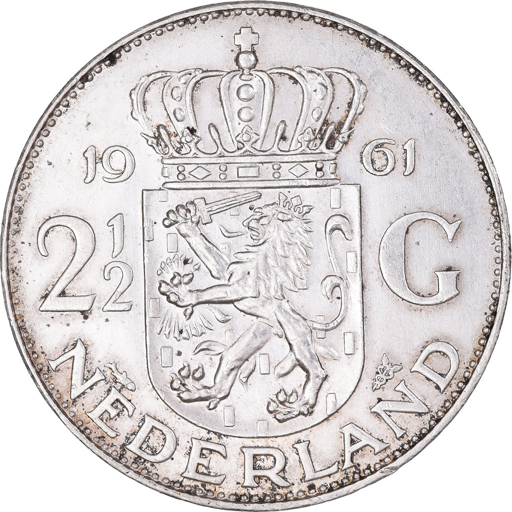 Monnaie, Pays-Bas, Juliana, 2-1/2 Gulden, 1961, TTB+, Argent, KM:185