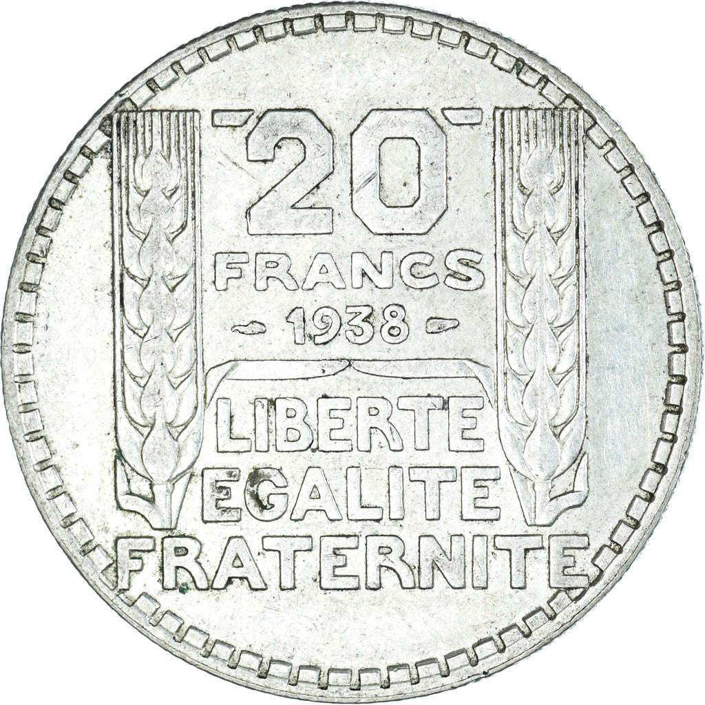 Moneta, Francia, Turin, 20 Francs, 1938, Paris, BB+, Argento, KM:879