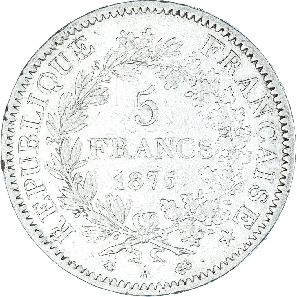 Moneta, Francia, Hercule, 5 Francs, 1875, Paris, BB+, Argento, KM:820.1