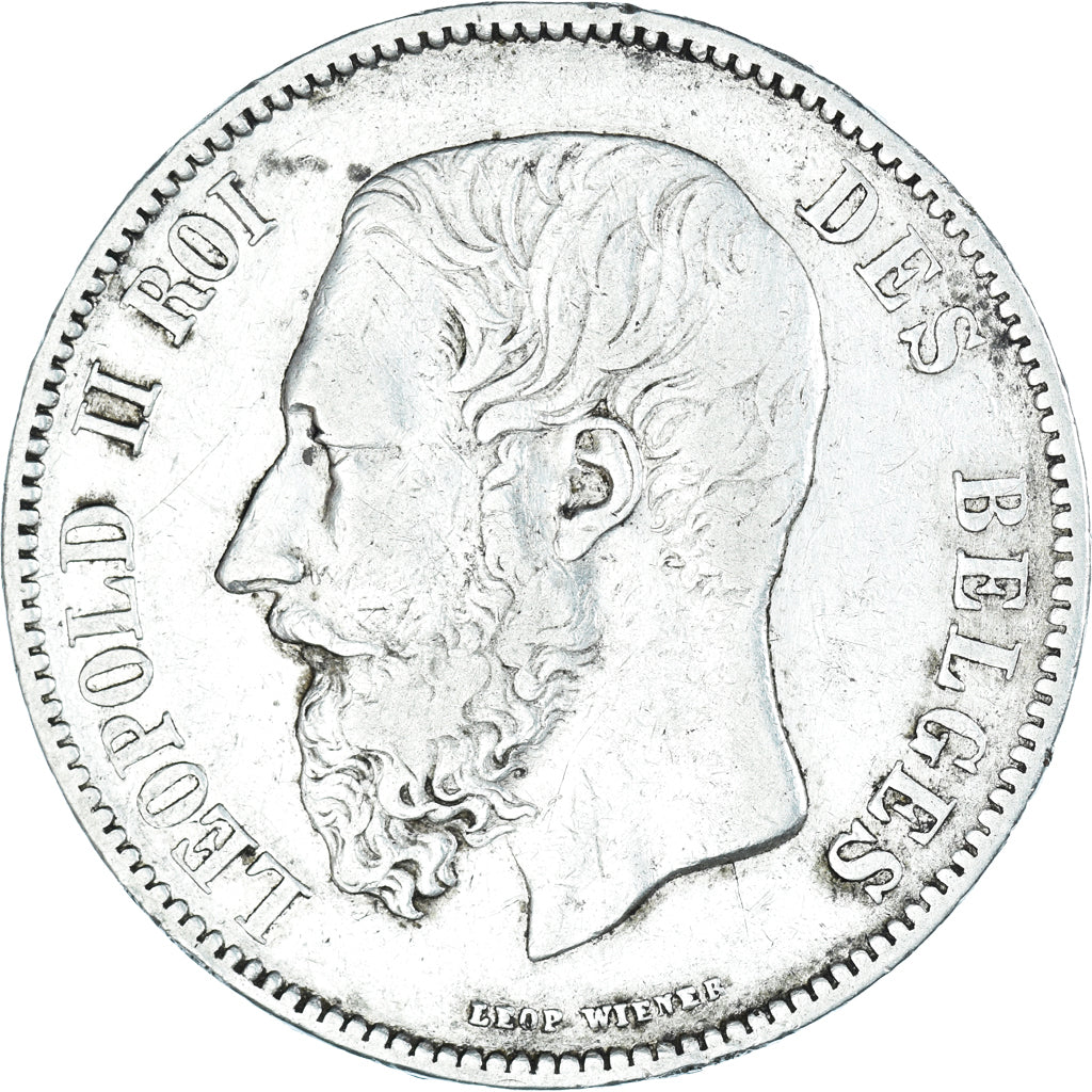 Coin, Belgium, Leopold II, 5 Francs, 5 Frank, 1871, EF(40-45), Silver, KM:24