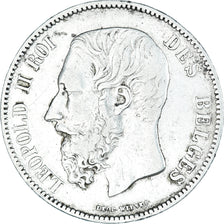 Coin, Belgium, Leopold II, 5 Francs, 5 Frank, 1871, EF(40-45), Silver, KM:24