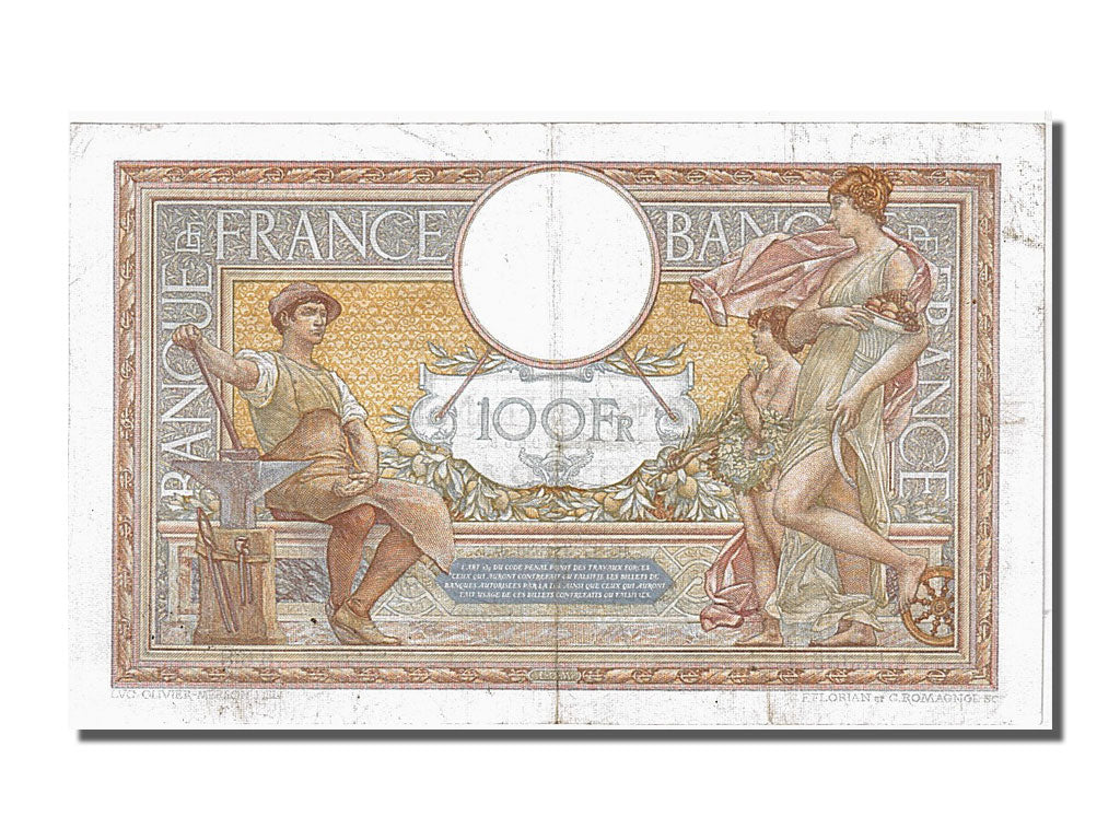 Banknote, France, 100 Francs, 100 F 1908-1939 ''Luc Olivier Merson'', 1938