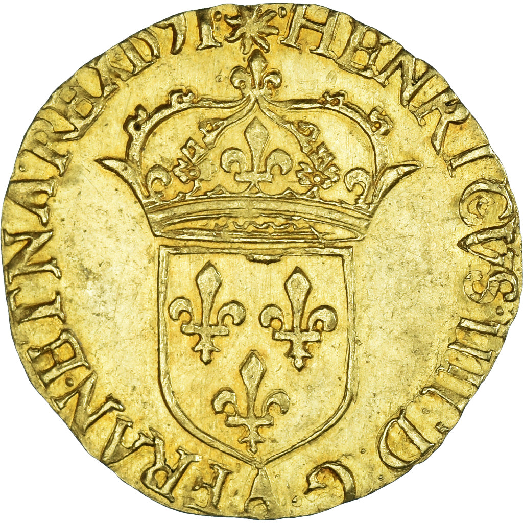Monnaie, France, Henri IV, Écu d'or au soleil, 1591, Compiègne, SUP, Or