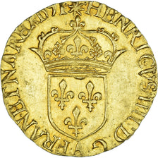 Monnaie, France, Henri IV, Écu d'or au soleil, 1591, Compiègne, SUP, Or