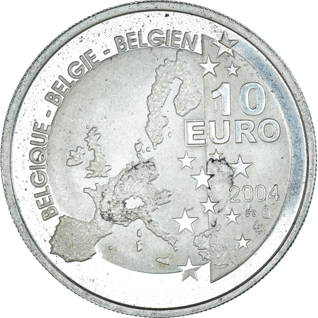 Belgium, 10 Euro, TINTIN HERGE, 2004, Proof, MS(60-62), Silver, KM:236