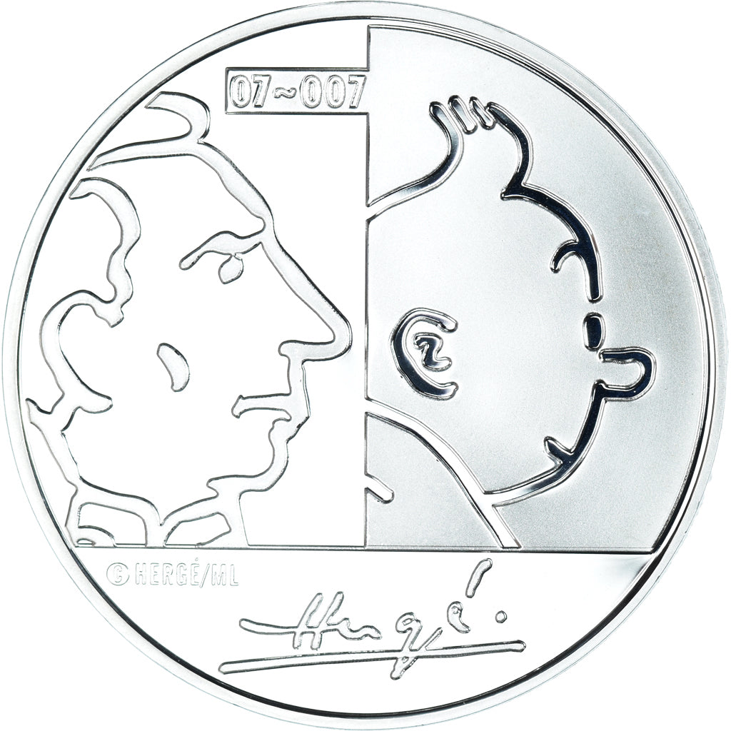 Belgium, 20 Euro, TINTIN HERGE, 2007, Proof, MS(65-70), Silver, KM:262
