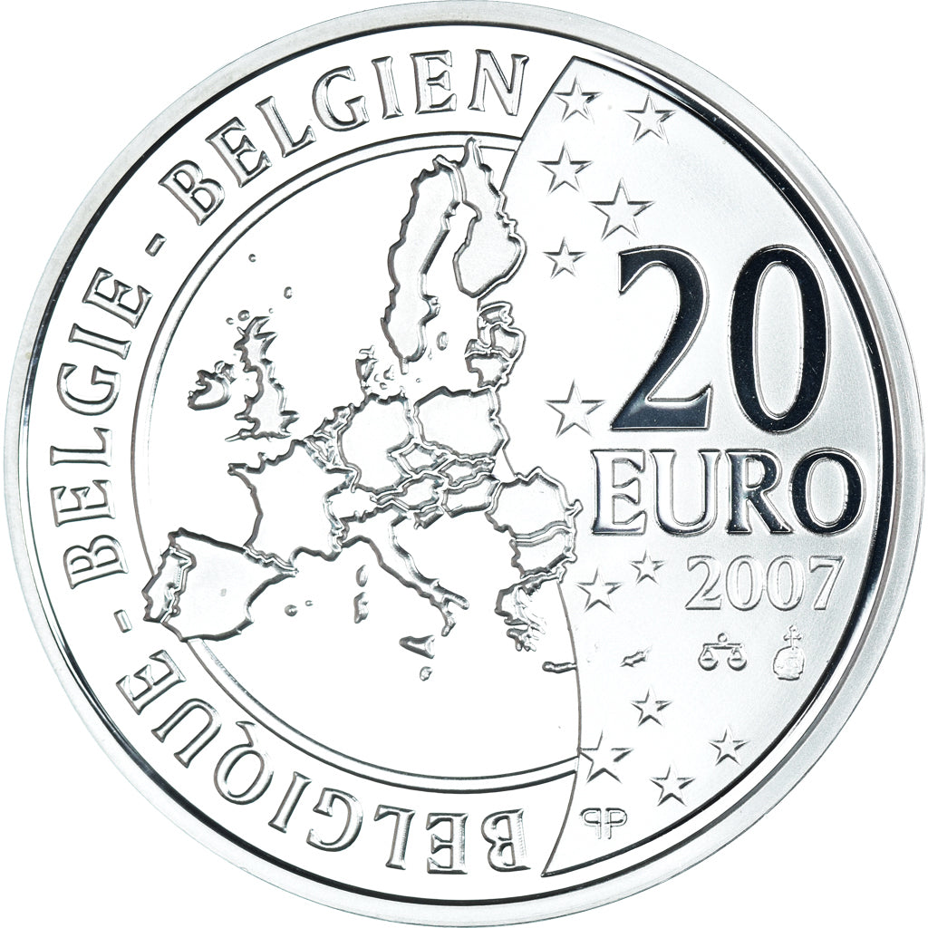 Belgium, 20 Euro, TINTIN HERGE, 2007, Proof, MS(65-70), Silver, KM:262