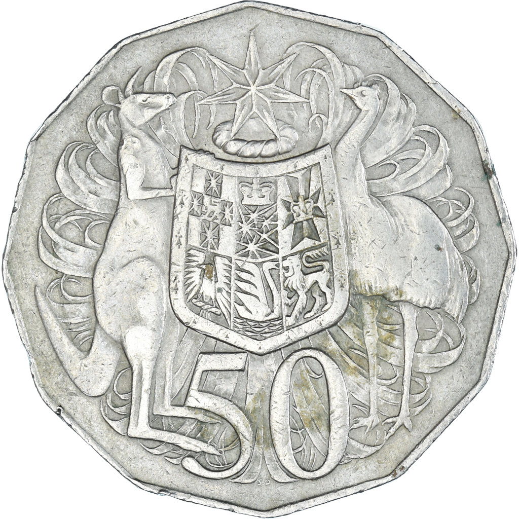 Moeda, Austrália, Elizabeth II, 50 Cents, 1974, EF(40-45), Cobre-níquel, KM:68