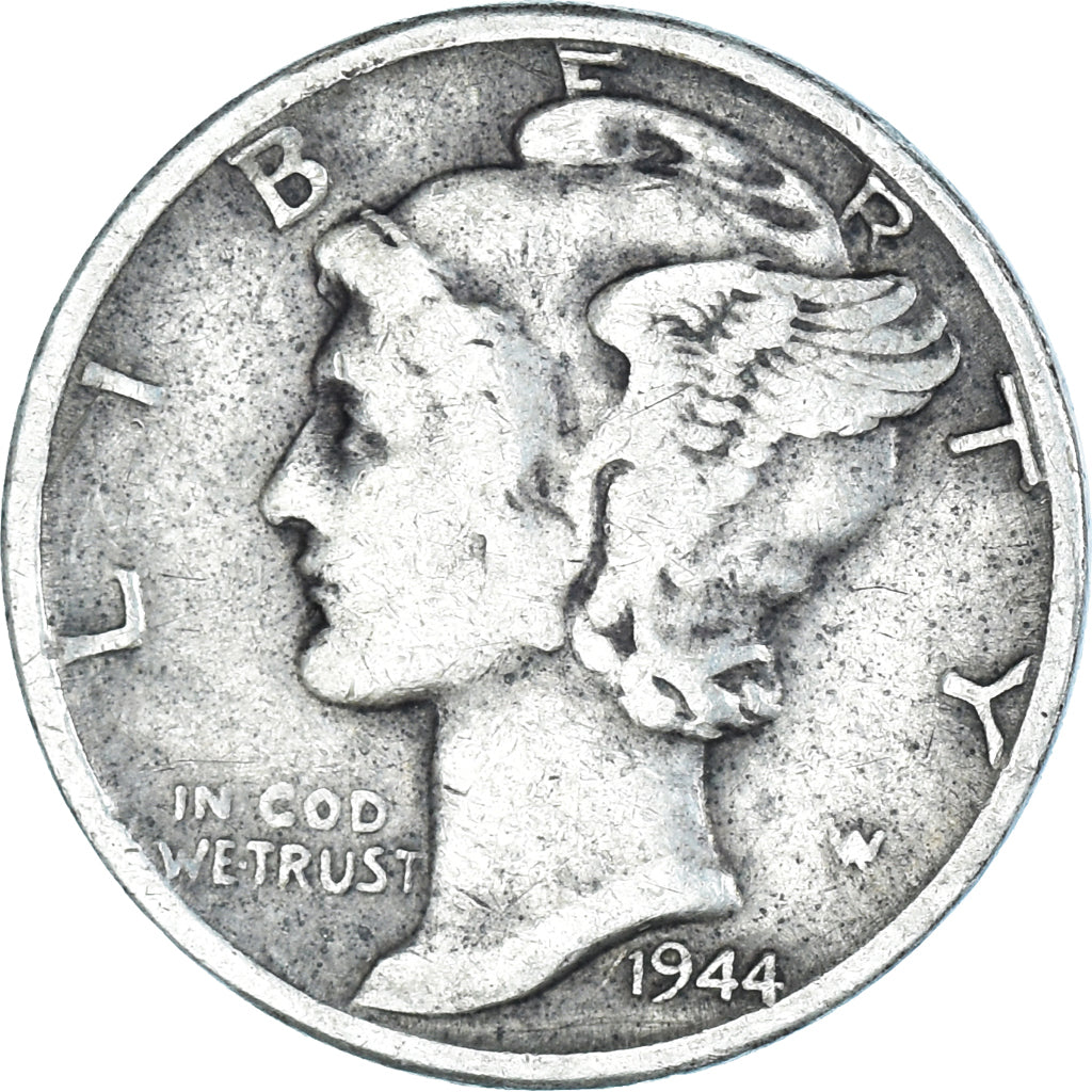Coin, United States, Mercury, Dime, 1944, Philadelphia, VF(30-35), Silver