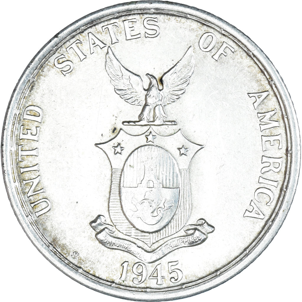 Coin, Philippines, 50 Centavos, 1945, San Francisco, AU(55-58), Silver, KM:183