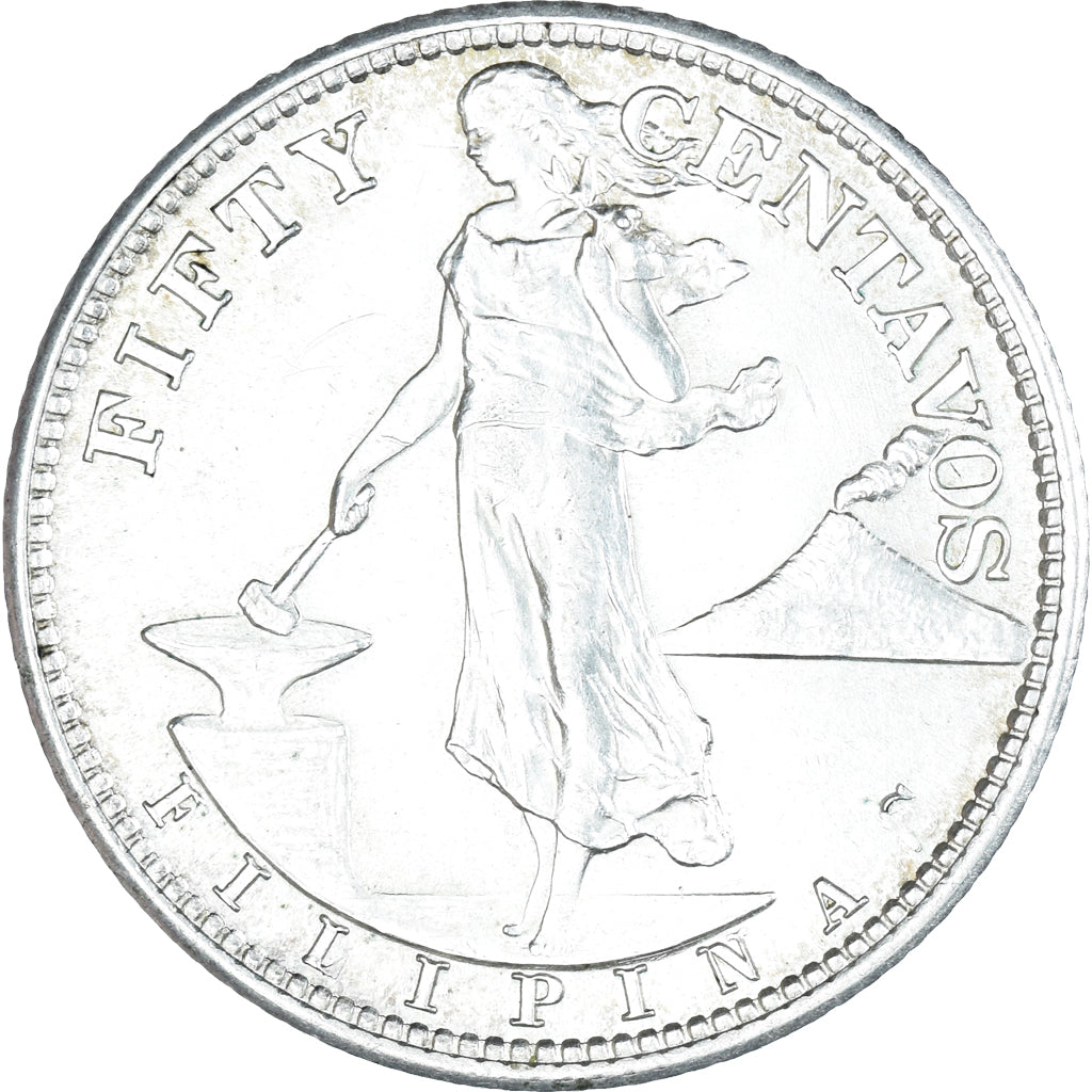 Coin, Philippines, 50 Centavos, 1945, San Francisco, AU(55-58), Silver, KM:183