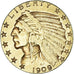 Moneda, Estados Unidos, Indian Head, 5 Dollars, 1909, Philadelphia, MBC+, Oro