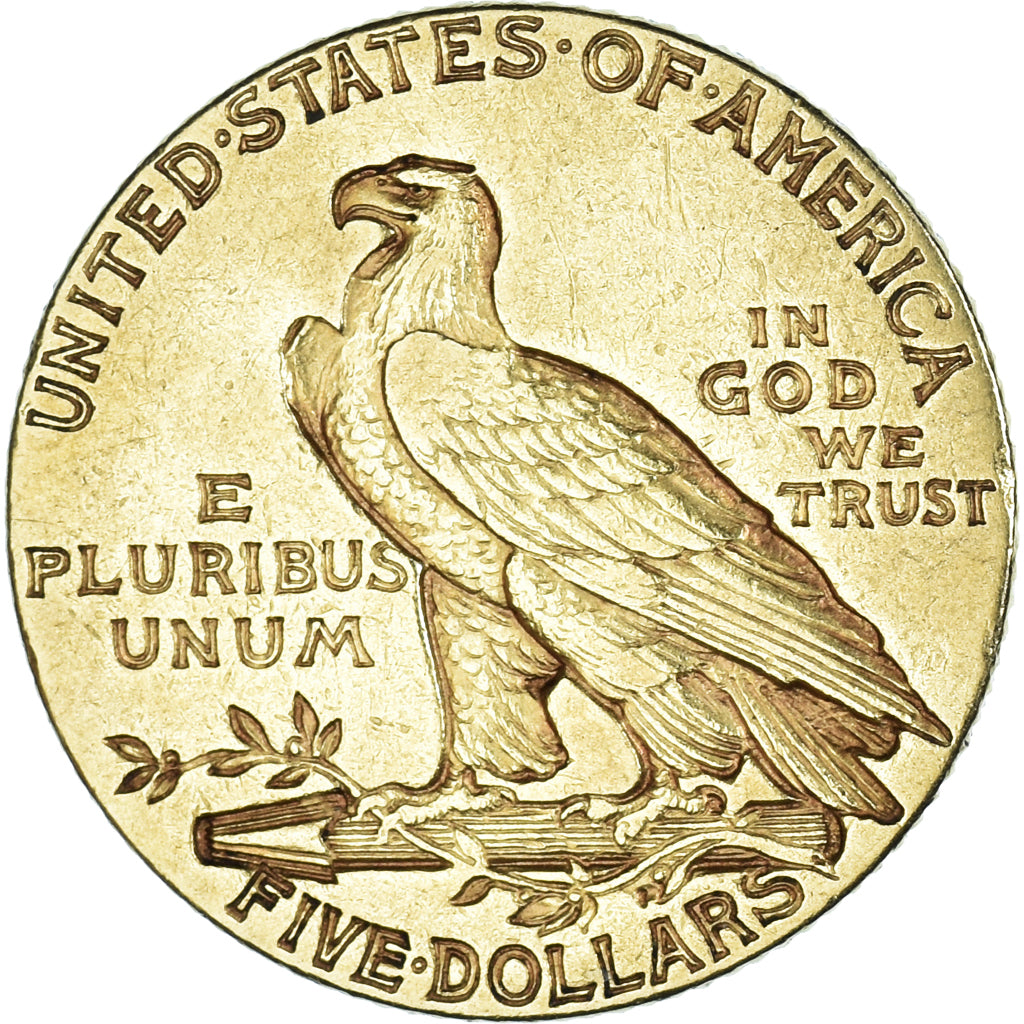 Moneda, Estados Unidos, Indian Head, 5 Dollars, 1909, Philadelphia, MBC+, Oro