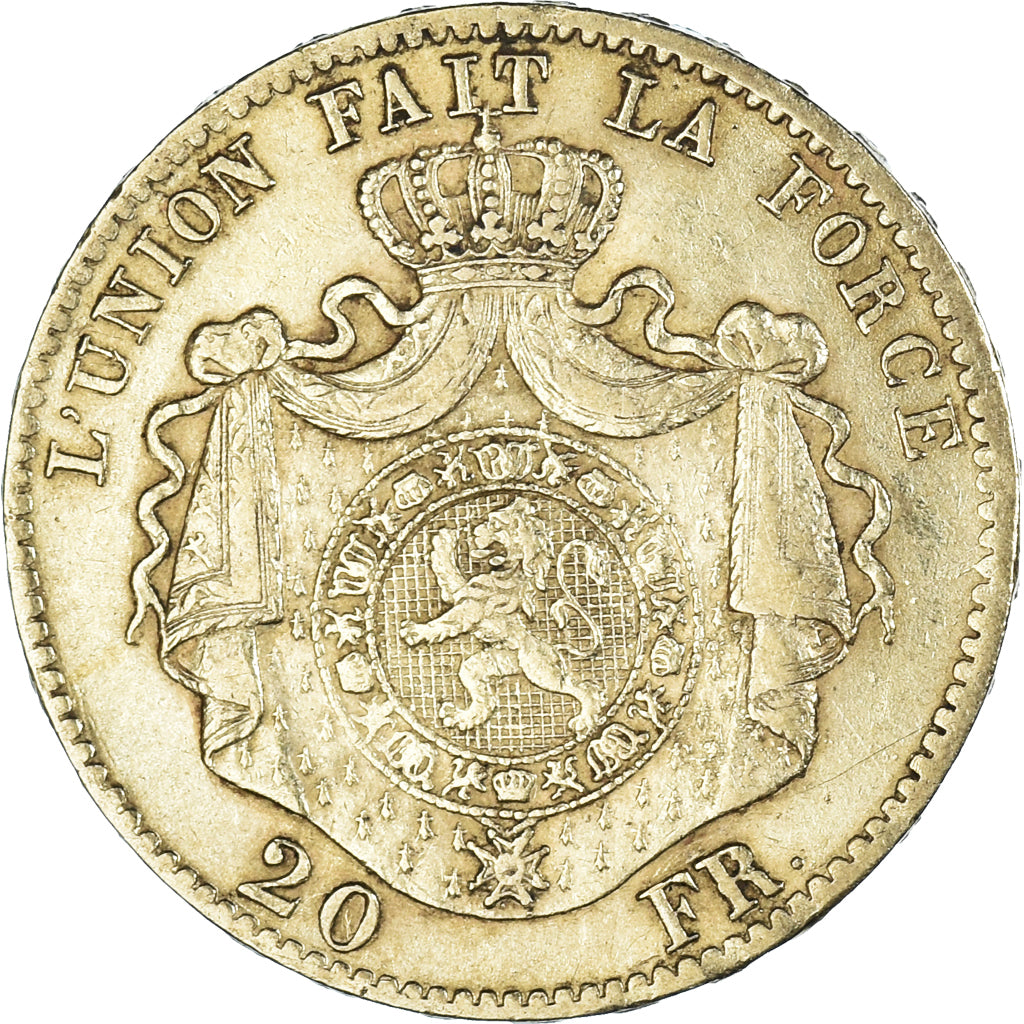 Coin, Belgium, Leopold II, 20 Francs, 20 Frank, 1868, EF(40-45), Gold, KM:32