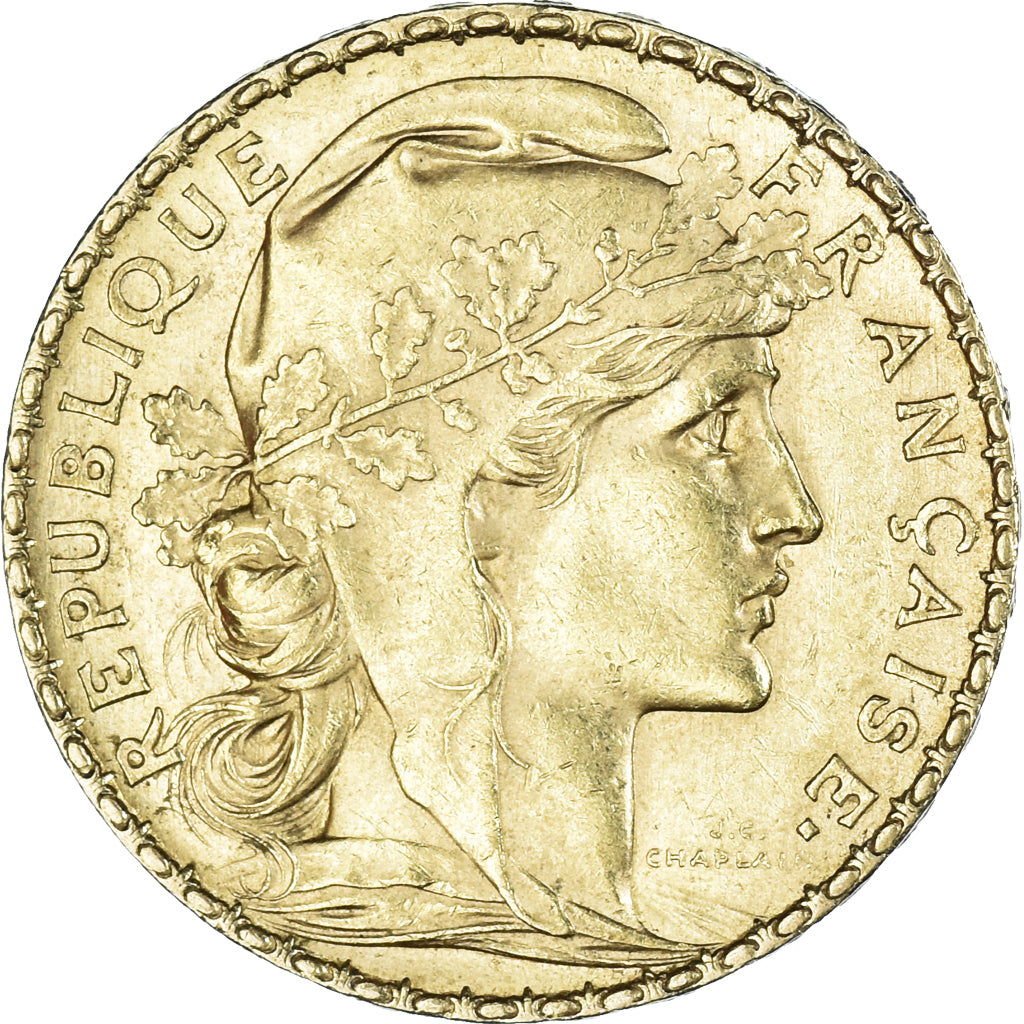 Moneta, Francja, Marianne, 20 Francs, 1900, Paris, AU(50-53), Złoto, KM:847