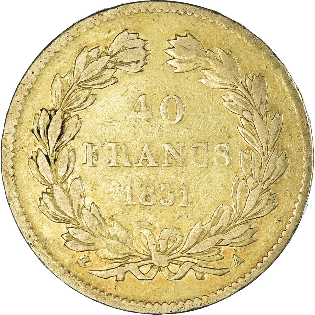 Moeda, França, Louis-Philippe, 40 Francs, 1831, Paris, VF(30-35), Dourado