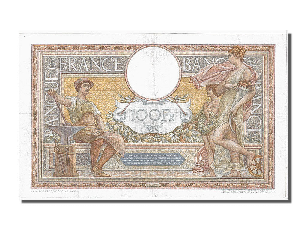 France, 100 Francs, 100 F 1908-1939 ''Luc Olivier Merson'', 1938, KM #86b,...
